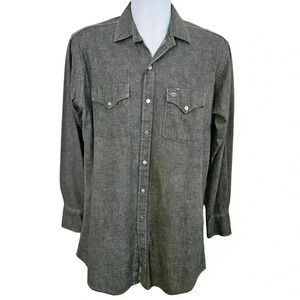 Vtg Midwest Garment Co. Snap Down Shirt Gray Size L Xl